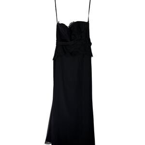 Alvina Valenta Maids Black Strapless Lace Chiffon Gown Maxi Dress Size 12